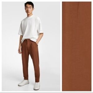 Zara Cream carrot Chinos Relaxed Fit High-Waisted